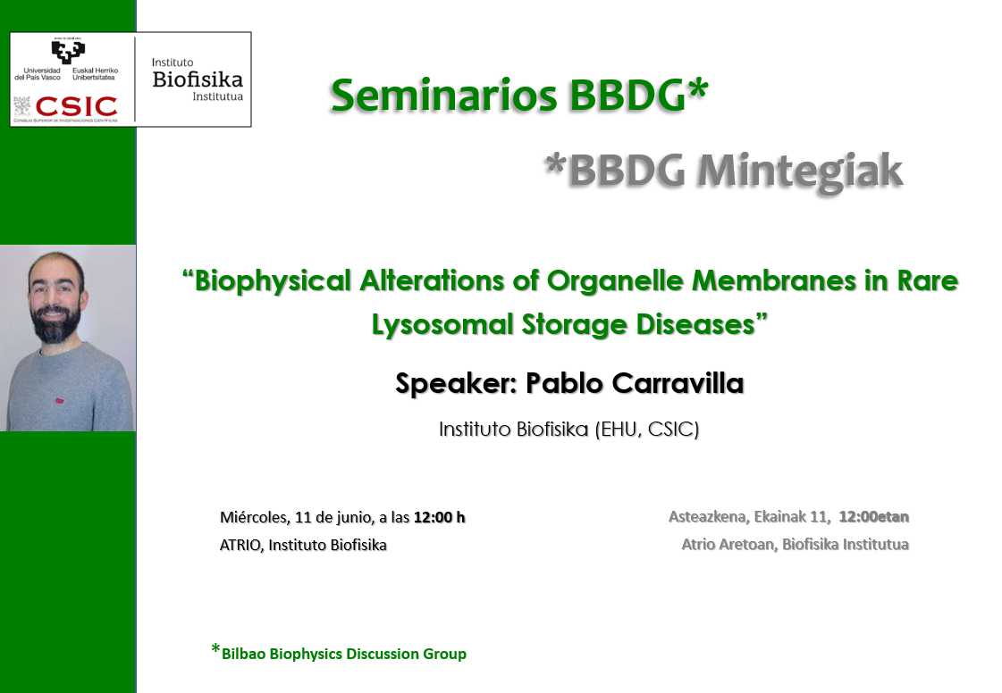 BBDG Seminar: "Biophysical Alterations of Organelle Membranes in Rare Lysosomal Storage Diseases"