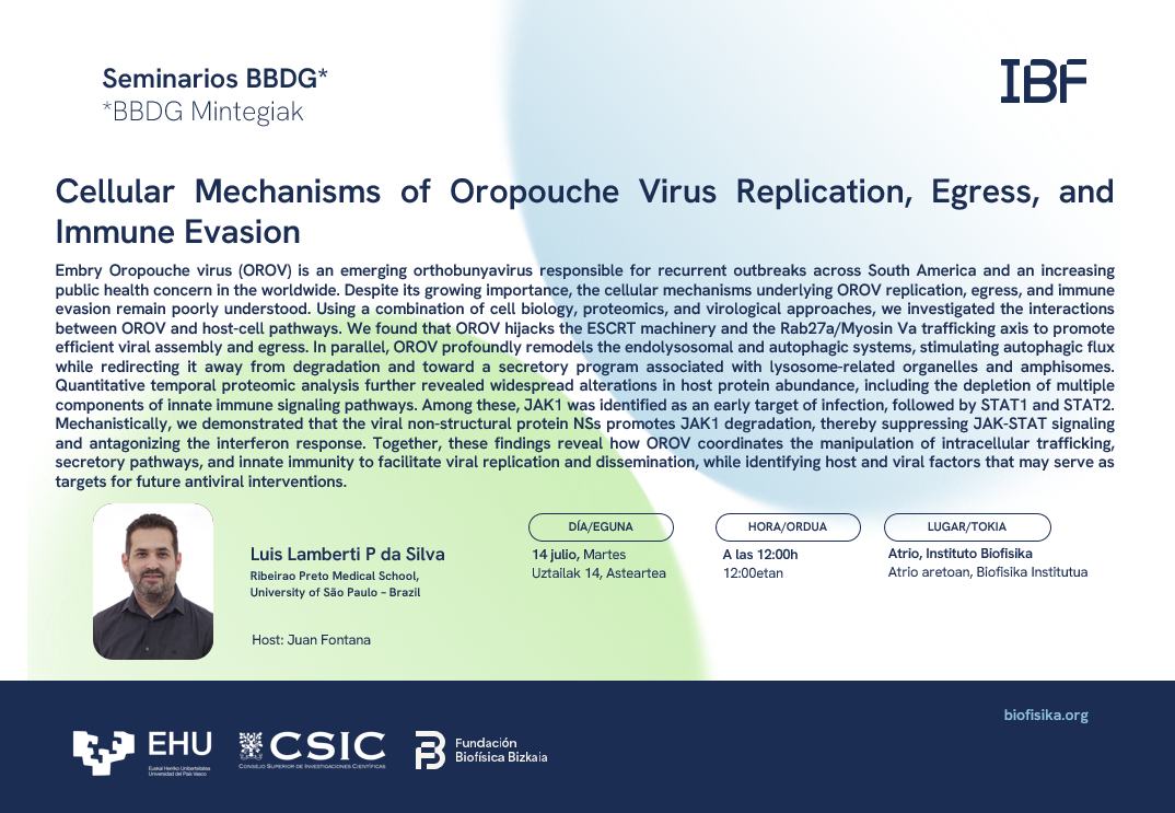 BBDG Seminar: Cellular Mechanisms of Oropouche Virus Replication, Egress, and Immune Evasion