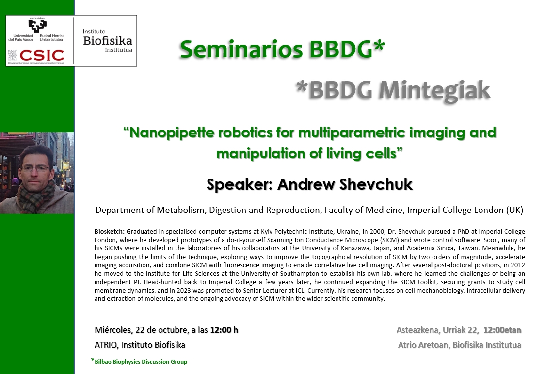 BBDG Seminar: "Nanopipette robotics for multiparametric imaging and manipulation of living cells"